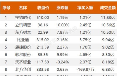 北向资金今日大幅净买入132.95亿元 抢筹比亚迪、歌尔股份、药明康德